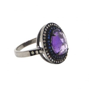 Amythest Pave Diamond Ring