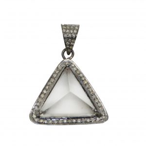 Crystal Quartz Pave Diamond Pendant