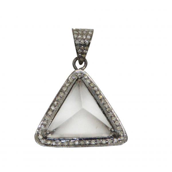 Crystal Quartz Pave Diamond Pendant