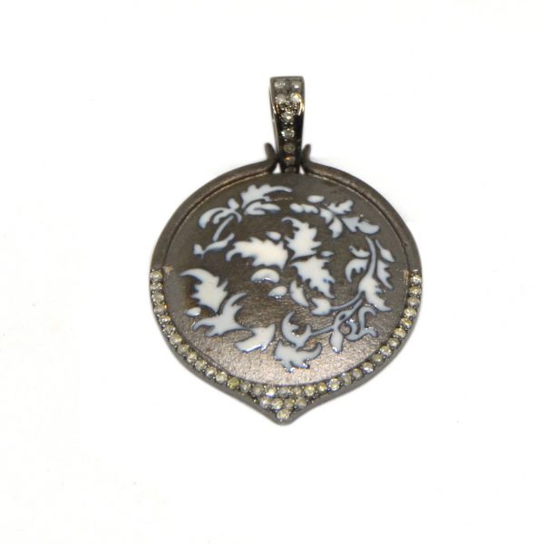 Enamel Pave Diamond Pendant