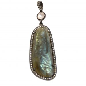 Labrodorite Diamond Slice Pendant