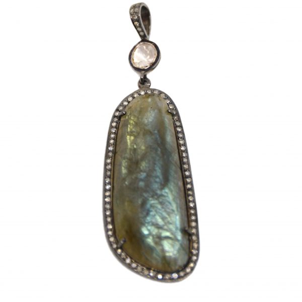 Labrodorite Diamond Slice Pendant