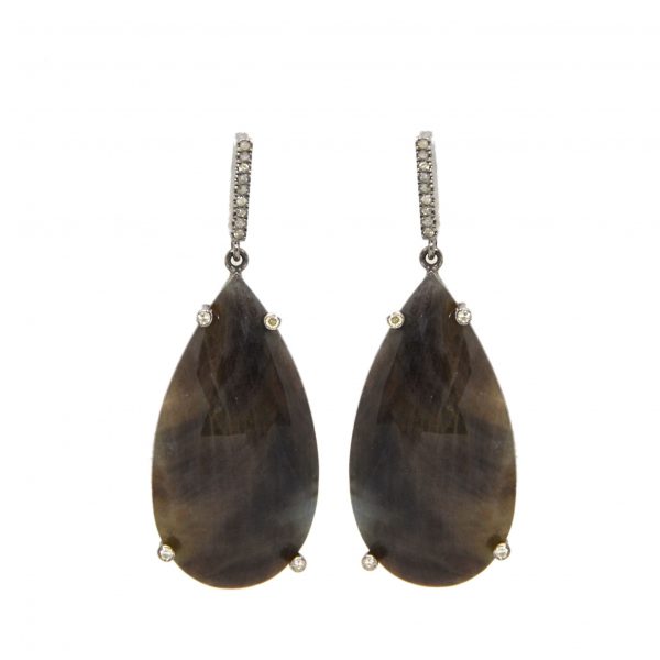 Labrodorite Pave Diamond Earring