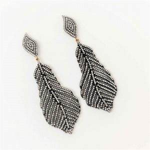 Pave-Diamond-Feather-Earring