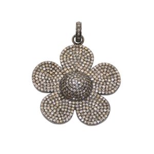 Pave Diamond Flower Pendant