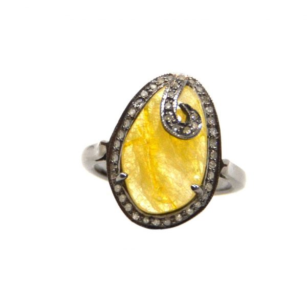 Yellow Sapphire Pave Diamond Ring